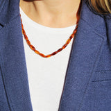 Cognac Baltic Amber tube shape amber Necklace, comes in a lovely gift box