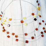 Charming Three Wires Illusion Necklace - Squares