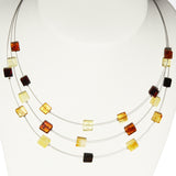 Charming Three Wires Illusion Necklace - Squares