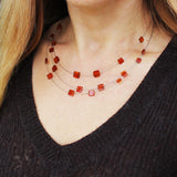 Charming Three Wires Illusion Necklace - Squares
