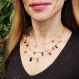 Charming Three Wires Illusion Necklace - Teardrops