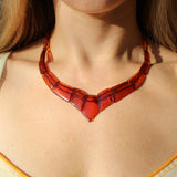 Stunning Baltic Cognac Amber Necklace - Cleopatra Style