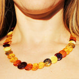 Fabulous Mixed Amber Discs Necklace
