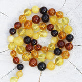 Round Bead Baltic Multicolour Amber Necklace