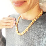 Unpolished Honey Butterscotch Amber Necklace - Cubes
