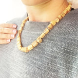 Unpolished Honey Butterscotch Amber Necklace - Cubes