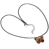 Amber Pendant - Amber Large Butterfly With Cord Necklace
