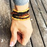 Unpolished Long Multicolour Pattern Baltic Amber Necklace