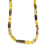 Unpolished Butterscotch Grey Amber Tube Necklace