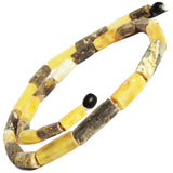 Unpolished Butterscotch Grey Amber Tube Necklace