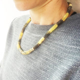 Unpolished Butterscotch Grey Amber Tube Necklace