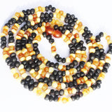 Unpolished Long Multicolour Pattern Baltic Amber Necklace