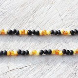 Unpolished Long Multicolour Pattern Baltic Amber Necklace