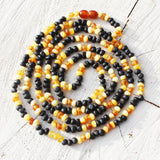 Unpolished Long Multicolour Pattern Baltic Amber Necklace