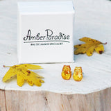 Honey Amber Studs - Owls