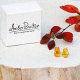Honey Amber Studs - Owls