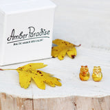 Honey Amber Studs - Owls