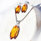 Stunning facet cut Baltic Amber Pendant - Drop