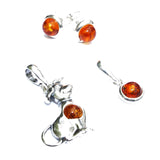 Honey Baltic Amber Silver Pendant - LITTLE DOG, 925 sterling silver