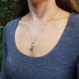 Honey Baltic Amber Silver Pendant - LITTLE DOG, 925 sterling silver