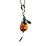 Honey Baltic Amber Silver Pendant - LITTLE MOUSE, 925 sterling silver