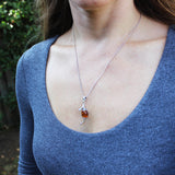 Honey Baltic Amber Silver Pendant - LITTLE MOUSE, 925 sterling silver