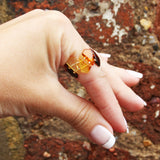 Baltic Amber Stretch Ring - Little Triangles