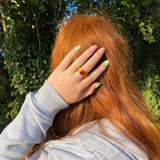 Baltic Amber Stretch Ring - Little Triangles