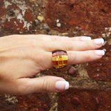 Baltic Amber Stretch Ring - Barrel