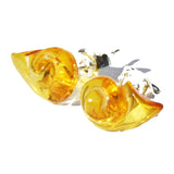 Handcarved Honey Baltic Amber Studs - Shells