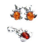 Baltic Honey Amber Silver Pendant - Teddy Bear, 925 sterling silver