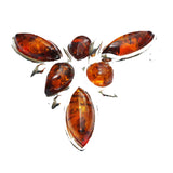 Elegant Brooch Design Set With 6 Baltic Amber Pieces