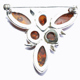 Elegant Brooch Design Set With 6 Baltic Amber Pieces