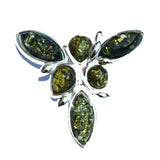 Elegant Brooch Design Set With 6 Baltic Amber Pieces