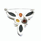 Elegant Brooch Design Set With 6 Baltic Amber Pieces