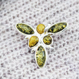 Elegant Brooch Design Set With 6 Baltic Amber Pieces