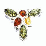 Elegant Brooch Design Set With 6 Baltic Amber Pieces