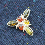 Elegant Brooch Design Set With 6 Baltic Amber Pieces