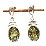 Oval Baltic Amber Silver Studs