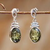 Oval Baltic Amber Silver Studs