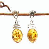 Oval Baltic Amber Silver Studs