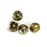 Double Honey Amber Silver Studs