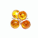 Double Honey Amber Silver Studs