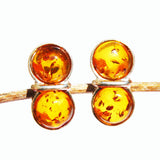 Double Honey Amber Silver Studs
