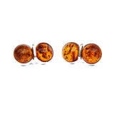 Double Honey Amber Silver Studs