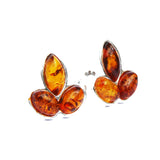 Baltic Amber Silver Studs - Leaves