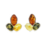 Baltic Amber Silver Studs - Leaves