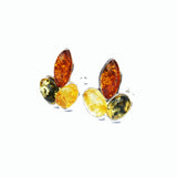 Baltic Amber Silver Studs - Leaves