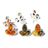 Baltic Amber Silver Studs - Leaves