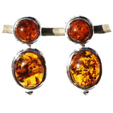 Double Honey Amber Silver Studs